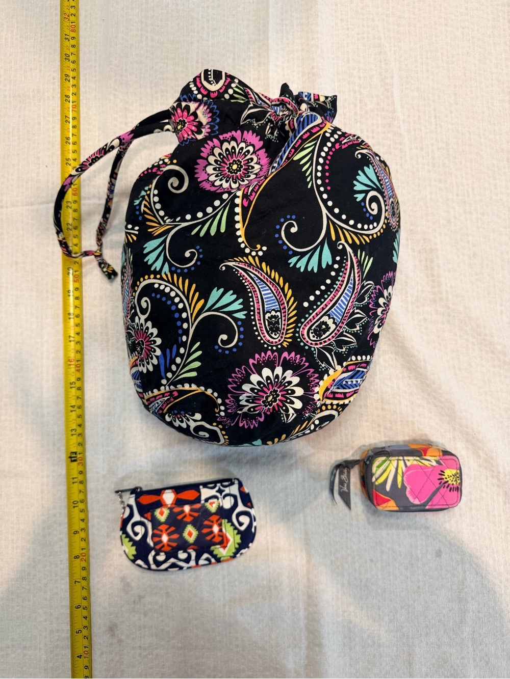 Vera Bradley 3-Piece Bundle Drawstring Bag + 2 Zip Pouches